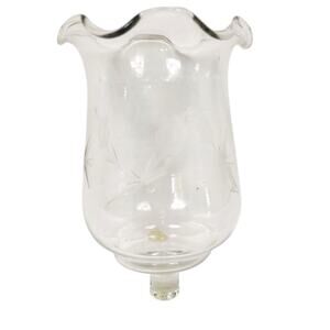 Clear Etched Leaf Ruffled Edge Peg Votive Candle Shade Replacement Cup 5.5"